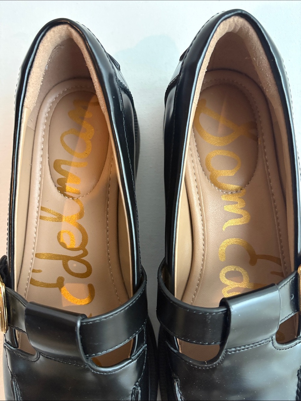 Sam Edelman Elaina Black Leather T-Strap Loafers 6.5 - Picture 5 of 10